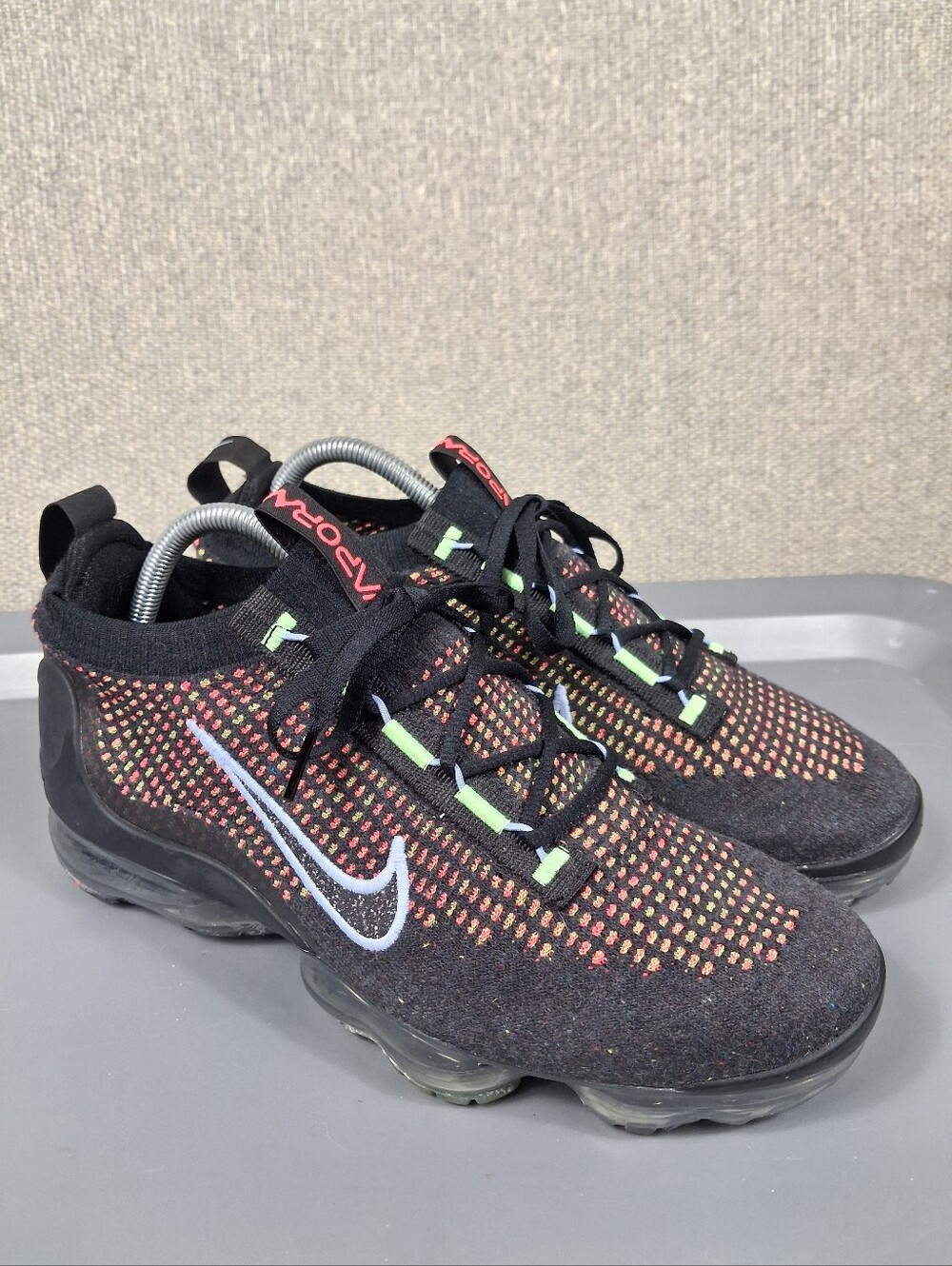 Nike Air VaporMax 2021 Flyknit Shoes 10.5 Multi-Color Black Lime Pink DO5886-900